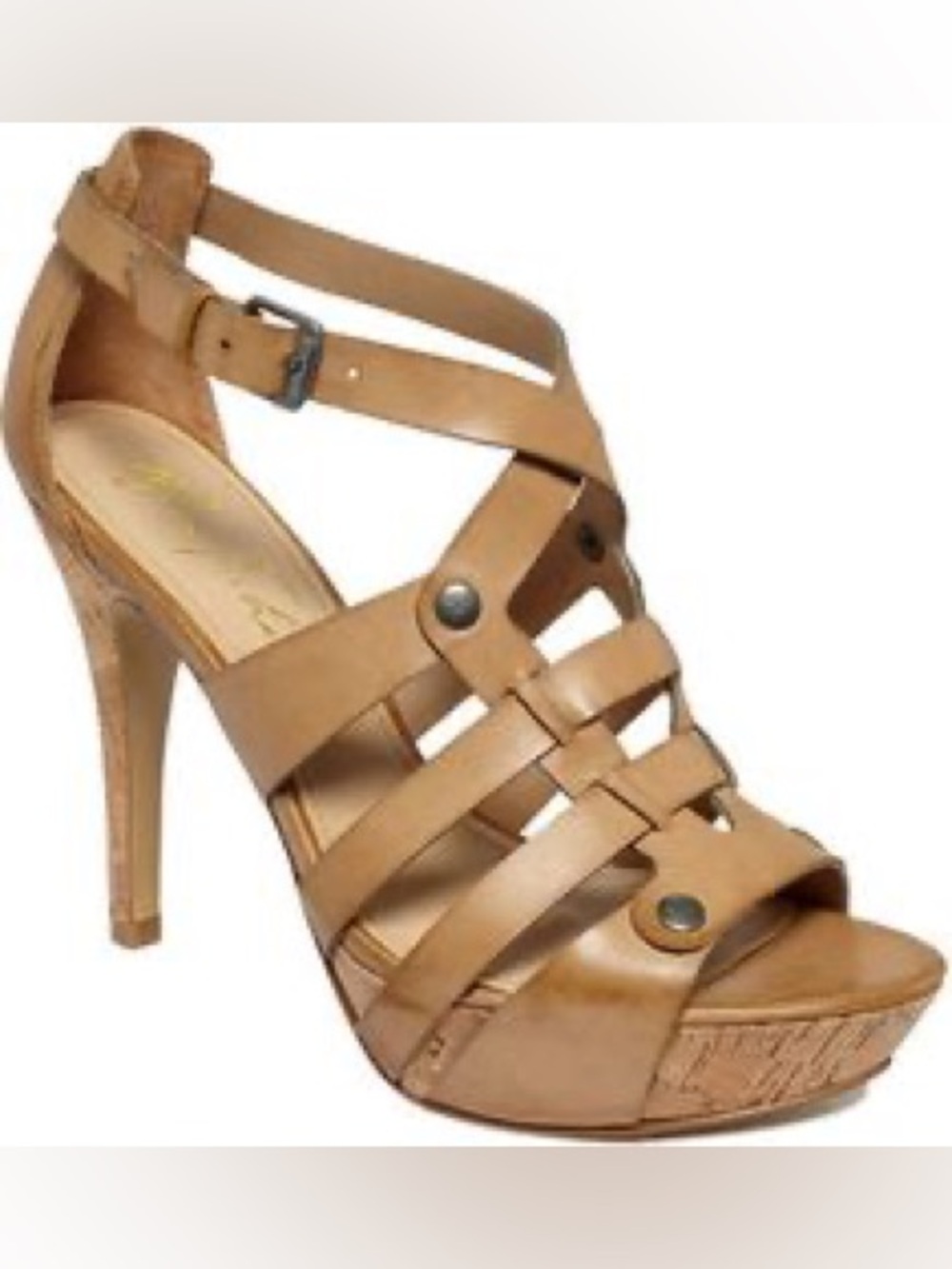 Marc Fisher Tan Strappy Platform Stiletto Sandal
